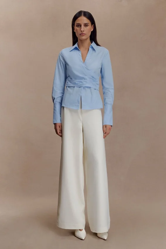 Eugenia Wrap Cotton Shirt – Blue Eugenia Wrap Cotton Shirt – Blue