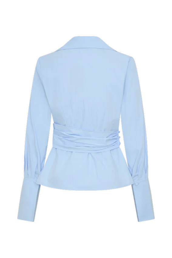 Eugenia Wrap Cotton Shirt – Blue Eugenia Wrap Cotton Shirt – Blue