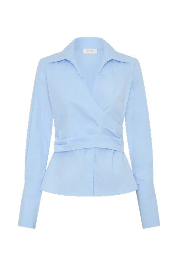 Eugenia Wrap Cotton Shirt – Blue Eugenia Wrap Cotton Shirt – Blue