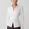 Eugenia Wrap Cotton Shirt – White Eugenia Wrap Cotton Shirt – White