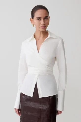 Eugenia Wrap Cotton Shirt – White