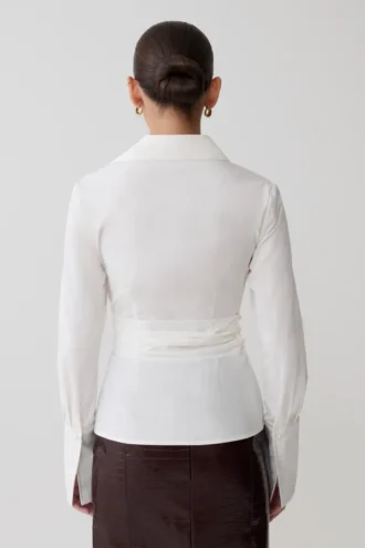 Eugenia Wrap Cotton Shirt – White