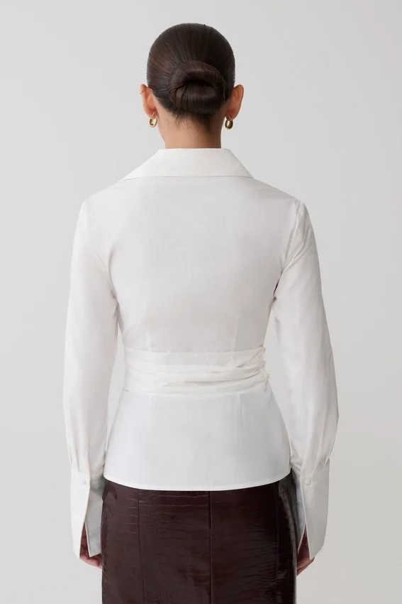 Eugenia Wrap Cotton Shirt – White Eugenia Wrap Cotton Shirt – White
