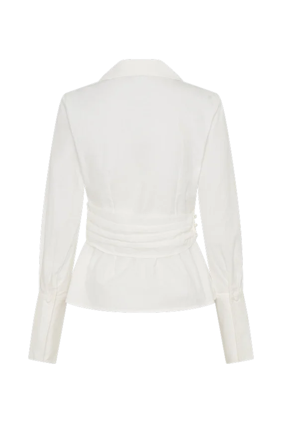 Eugenia Wrap Cotton Shirt – White Eugenia Wrap Cotton Shirt – White