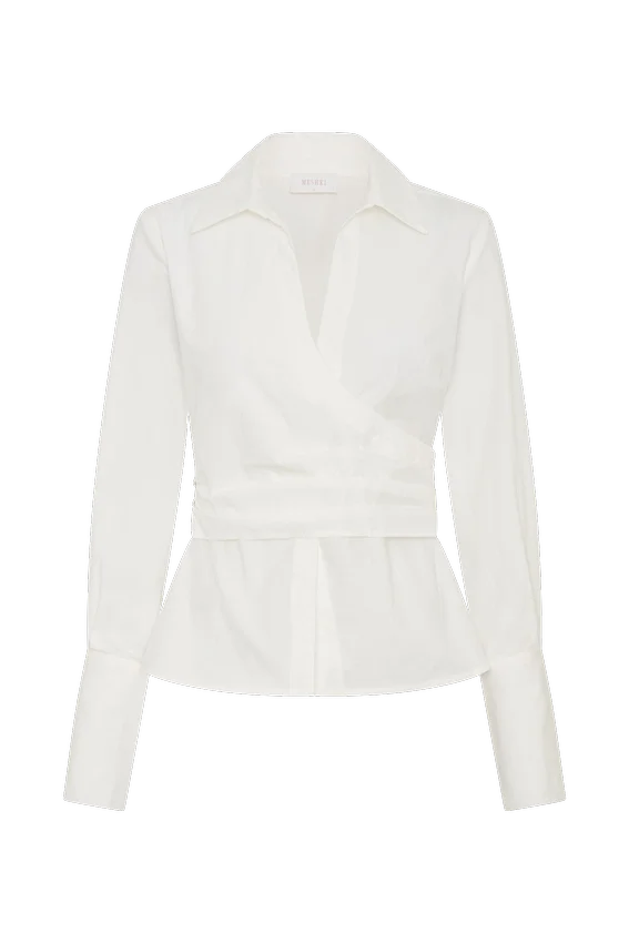 Eugenia Wrap Cotton Shirt – White Eugenia Wrap Cotton Shirt – White