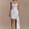 Evianna Strapless Gathered Mini Dress – White