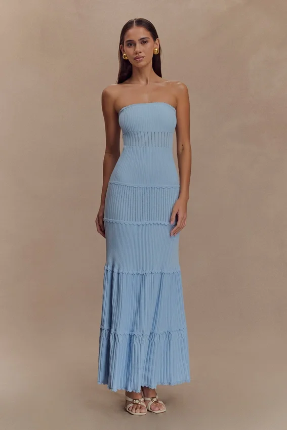 Finley Pointelle Knit Maxi Dress – Cornflower Blue Finley Pointelle Knit Maxi Dress – Cornflower Blue