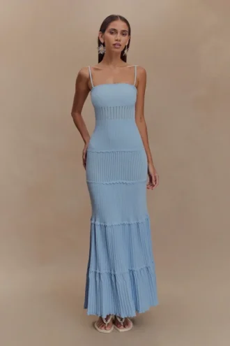 Finley Pointelle Knit Maxi Dress – Cornflower Blue
