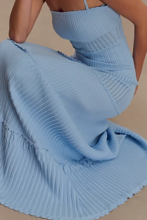 Finley Pointelle Knit Maxi Dress – Cornflower Blue Finley Pointelle Knit Maxi Dress – Cornflower Blue