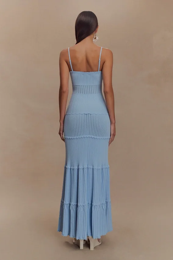 Finley Pointelle Knit Maxi Dress – Cornflower Blue Finley Pointelle Knit Maxi Dress – Cornflower Blue