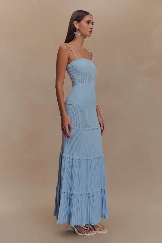 Finley Pointelle Knit Maxi Dress – Cornflower Blue Finley Pointelle Knit Maxi Dress – Cornflower Blue