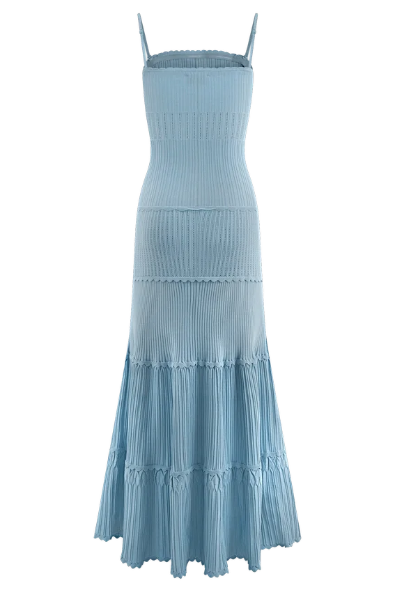 Finley Pointelle Knit Maxi Dress – Cornflower Blue Finley Pointelle Knit Maxi Dress – Cornflower Blue