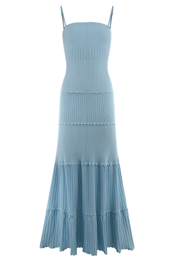 Finley Pointelle Knit Maxi Dress – Cornflower Blue Finley Pointelle Knit Maxi Dress – Cornflower Blue