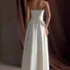 Florence Strapless Belted Maxi Dress – White