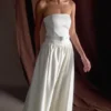 Florence Strapless Belted Maxi Dress – White