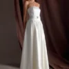 Florence Strapless Belted Maxi Dress – White