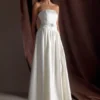 Florence Strapless Belted Maxi Dress – White