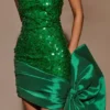 Franka Strapless Bow Mini Dress – Emerald Franka Strapless Bow Mini Dress – Emerald