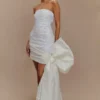 Franka Strapless Bow Mini Dress – White Franka Strapless Bow Mini Dress – White