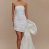Franka Strapless Bow Mini Dress – White Franka Strapless Bow Mini Dress – White