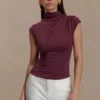Freesia High Neck Sleeveless Top – Mahogany