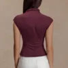 Freesia High Neck Sleeveless Top – Mahogany