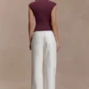 Freesia High Neck Sleeveless Top – Mahogany