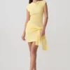 Freida Knit Mini Dress With Sash – Lemon Freida Knit Mini Dress With Sash – Lemon
