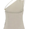 Gabby Asymmetrical Neckline Linen Beaded Top – Natural Gabby Asymmetrical Neckline Linen Beaded Top – Natural