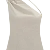 Gabby Asymmetrical Neckline Linen Beaded Top – Natural Gabby Asymmetrical Neckline Linen Beaded Top – Natural