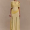 Gabrielle Slinky And Mesh Maxi Dress – Lemon Gabrielle Slinky And Mesh Maxi Dress – Lemon