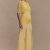 Gabrielle Slinky And Mesh Maxi Dress – Lemon Gabrielle Slinky And Mesh Maxi Dress – Lemon