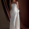 Galia Satin Corset Gown – White