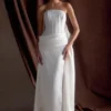 Galia Satin Corset Gown – White