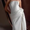 Galia Satin Corset Gown – White