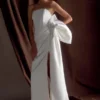 Galia Satin Corset Gown – White