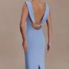 Galilea Crepe Draped Maxi Dress – Cornflower Blue Galilea Crepe Draped Maxi Dress – Cornflower Blue