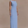 Galilea Crepe Draped Maxi Dress – Cornflower Blue Galilea Crepe Draped Maxi Dress – Cornflower Blue