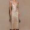 Genie Diamante Halter Midi Dress – Nude Genie Diamante Halter Midi Dress – Nude