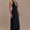 Genie Slinky Halter Midi Dress – Black