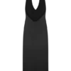 Genie Slinky Halter Midi Dress – Black