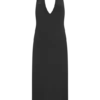 Genie Slinky Halter Midi Dress – Black