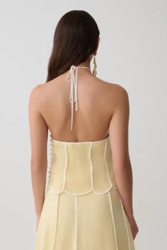 Georgia Panelled Halter Sleeveless Top – Butter Georgia Panelled Halter Sleeveless Top – Butter