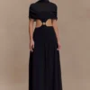 Georgina Chiffon Midi Dress – Black