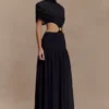 Georgina Chiffon Midi Dress – Black