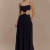 Georgina Chiffon Midi Dress – Black