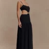Georgina Chiffon Midi Dress – Black