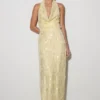 Gertrud Sequin Halter Maxi Dress – Lemon Gertrud Sequin Halter Maxi Dress – Lemon