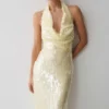 Gertrud Sequin Halter Maxi Dress – Lemon Gertrud Sequin Halter Maxi Dress – Lemon