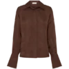 Gia Long Sleeve Satin Shirt – Chocolate Gia Long Sleeve Satin Shirt – Chocolate